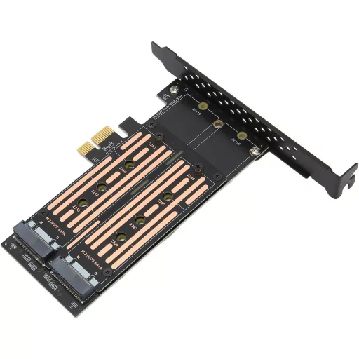 VBESTLIFE Adaptor Dual M.2 NVMe SSD PCIE - Card Convertor 6Gbps pentru M2 SATA SSD, Dimensiuni Multiple (22110/2280/2260/2242/2230), Windows/Li