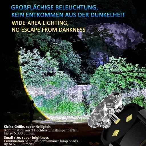 Lanternă LED ASORT 5000 Lumeni Reîncărcabilă 5 Moduri Impermeabilă Camping Drumeții
