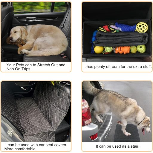 GOYJOY Extensie scaun auto pentru câini cu spațiu de depozitare - Pentru scaunele din față și spate, capacitate de încărcare 90 kg, pentru SUV-uri, off-road și sedan-uri, câini mici, medii și mari