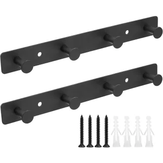   Xingwenhao Vješalica za odjeću, 2 komada, 4 kuke, crna, za ormar, spavaću sobu, kuhinju