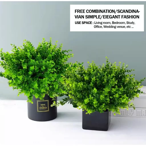 ODIWEN Eucalipt Artificial Decorativ - 12 Buchete de Flori Artificiale Realiste, 7 Fire de Mănunchi Verde de Frunze Artificiale, Plantă Artificială Rezistentă la UV pentru Decorarea Locuinței, 34 cm