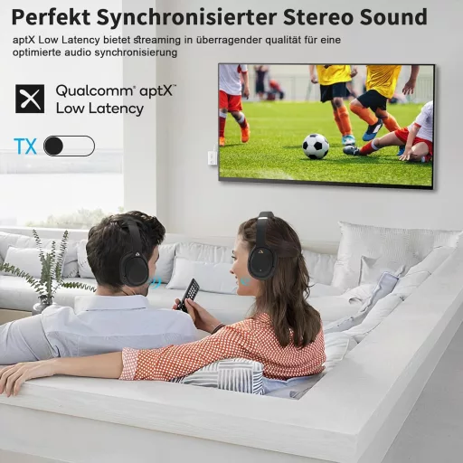 Adaptor Bluetooth 5.3 1Mii pentru TV, transmițător-receptor 2 în 1, audio wireless aptX HD