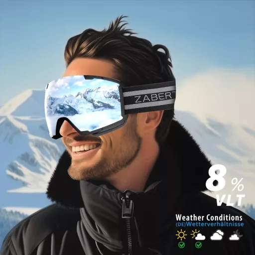ZABERT Síszemüveg Felnőtteknek és Gyerekeknek Szemüvegeseknek UV Védelem Páramentesítés