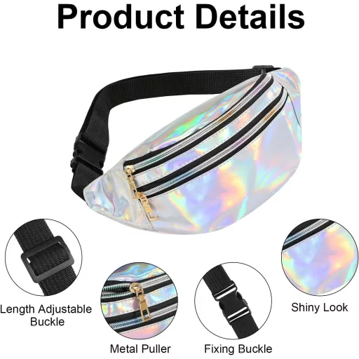 FASBET Ezüst Metallikus Övtáska Pillangó Dísszel - 80-as Évek Stílus Nőknek és Gyerekeknek