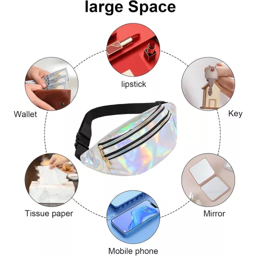 FASBET Ezüst Metallikus Övtáska Pillangó Dísszel - 80-as Évek Stílus Nőknek és Gyerekeknek