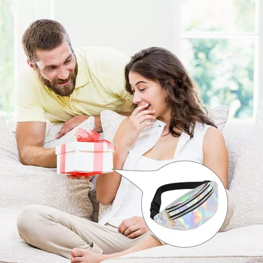 FASBET Ezüst Metallikus Övtáska Pillangó Dísszel - 80-as Évek Stílus Nőknek és Gyerekeknek