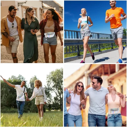 FASBET Ezüst Metallikus Övtáska Pillangó Dísszel - 80-as Évek Stílus Nőknek és Gyerekeknek