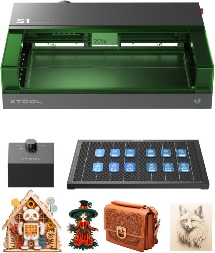 xTool S1 20W Gravator Laser Kit de Bază - Tăietor Laser Securizat Închis, Poziționare Precisă, Focalizare Automată, Viteză 600mm/s, Pentru Metal și Lemn