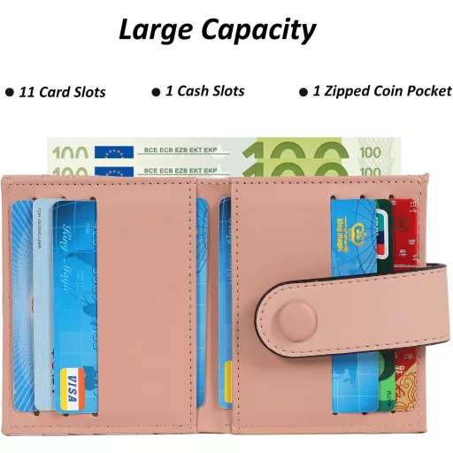 TAN.TOMI Dámska Mini Peňaženka s Držiakom na Karty - Vintage Ružová