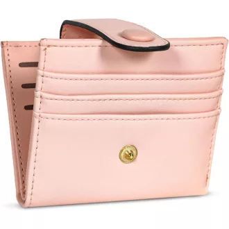   TAN.TOMI Dámska Mini Peňaženka Ružová - Viackomorové Puzdro na Karty s Patentným Zámkom