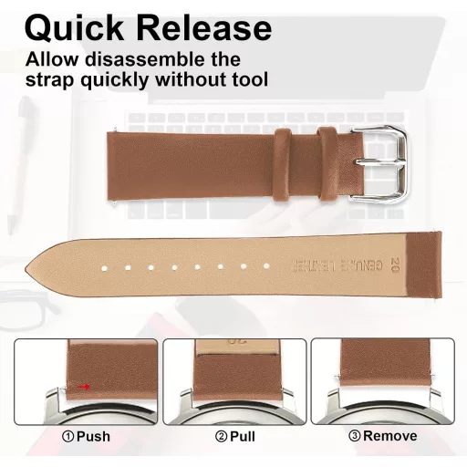 Kožený remienok na hodinky cobee - Rýchloupínací teľací remienok s prackou z nehrdzavejúcej ocele, univerzálna kompatibilita pre pánske a dámske hodinky