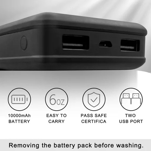Loowoko fűthető férfi mellény 10000mAh powerbank, 3 hőfok, 4 zóna, mosható