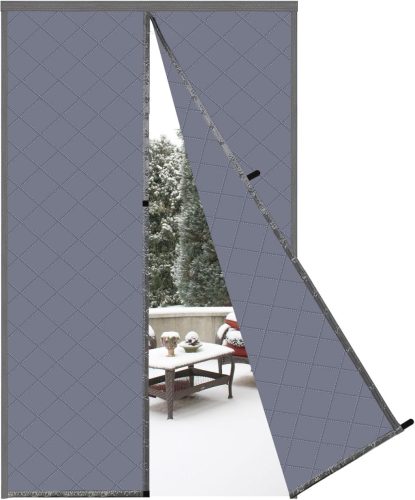Cortină termoizolantă magnetică pentru ușă Risareyi, 76x238 cm, Gri - Protecție împotriva căldurii și a frigului