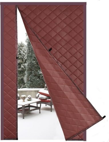 Cortină magnetică termoizolantă pentru ușă Risareyi - 140x215 cm, maro, aspect piele, impermeabilă, protecție împotriva căldurii și a frigului