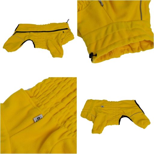 Lovelonglong Szélálló Kutyakabát Kis Közepes Nagy Kutyáknak, 4 Lábas Polár Téli Kabát Cipzárral Sárga L Méret