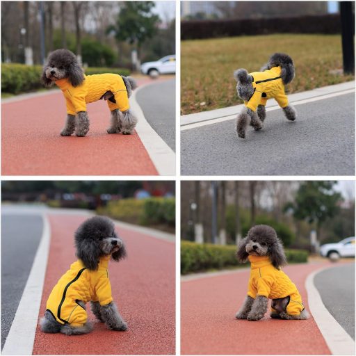 Lovelonglong Szélálló Kutyakabát Kis Közepes Nagy Kutyáknak, 4 Lábas Polár Téli Kabát Cipzárral Sárga L Méret