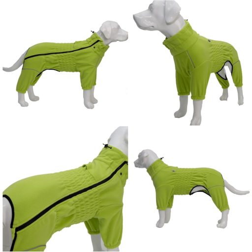 Haină de câine rezistentă la vânt lovelonglong, pentru câini mici, medii și mari, haină de iarnă polară cu 4 picioare, cu fermoar, verde, mărimea M, pentru exterior.