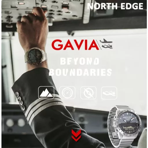 NORTH EDGE GAVIA Luxus Pilóta Óra - Magasságmérő, Iránytű, 200m Vízálló