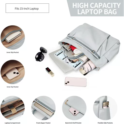 Geantă laptop impermeabilă de 15 inch GOLF QUALITY, geantă de umăr de damă pentru birou.