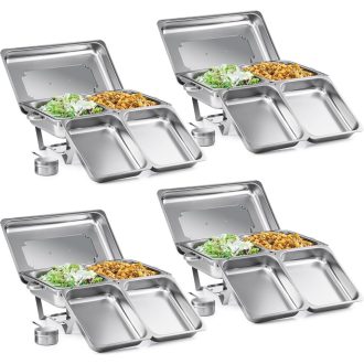   Wilprep Rozsdamentes Acél Melegentartó Tálca Szett 9L Buffet Étel Melegítő Catering Rendezvény Party 4 Részes GN Tartály
