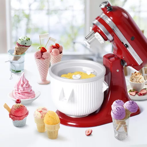 Nadstavec na výrobu zmrzliny Gdrtwwh pre roboty KitchenAid, výrobník zmrzliny a sorbetu, pre misy s objemom 4,3 – 4,8 l, umývateľný v umývačke riadu
