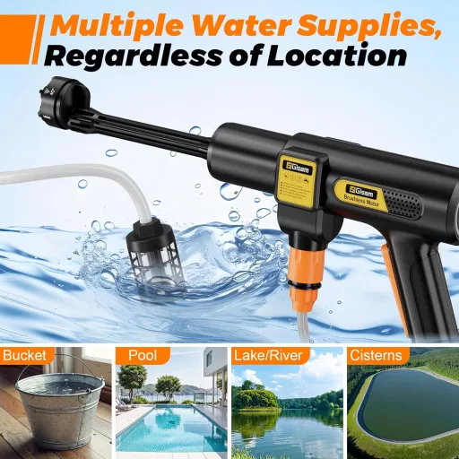 Highsam Mașină de spălat cu presiune, fără fir, 943 PSI - cu 2 acumulatori de 4000mA, spumator, cap 6-în-1 și duză rotativă la 180° Tis