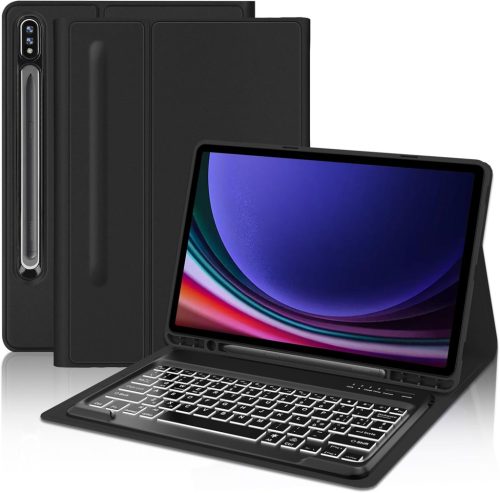 Tastatură Bluetooth FOGARI pentru Samsung Galaxy Tab S9 Ultra 5G 14.6" - Husă Magnetică Detasabilă cu Iluminare din Spate în 7 Culori, Negru
