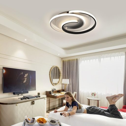 Lampa de plafon LED BAYHT, cu telecomandă, dimabilă, rotundă, negru-alb, cu funcție de memorie