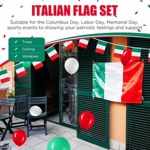 Set Decorativ BBTO cu Steaguri Italia, Germania, Australia, Include Ghirlandă, Steaguri de Mână, Baloane și Banner pentru Petrecere