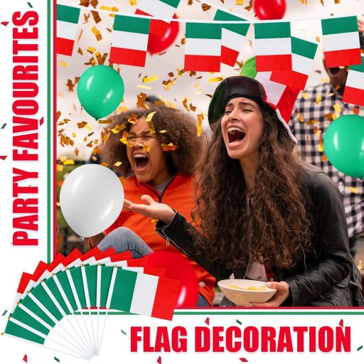 Set Decorativ BBTO cu Steaguri Italia, Germania, Australia, Include Ghirlandă, Steaguri de Mână, Baloane și Banner pentru Petrecere