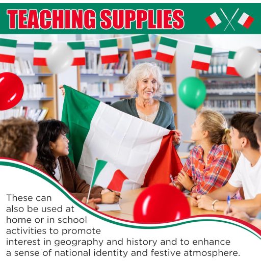 Set Decorativ BBTO cu Steaguri Italia, Germania, Australia, Include Ghirlandă, Steaguri de Mână, Baloane și Banner pentru Petrecere