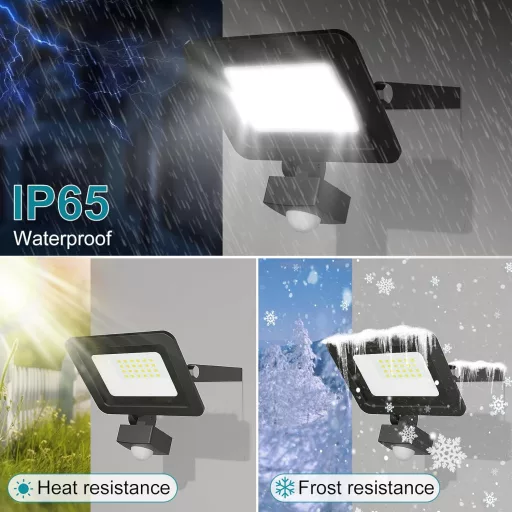 kolpop LED reflektor s pohybovým senzorom, vonkajší, 2 ks 30W 3000LM, 6500K studená biela, IP65 vodotesný, 120° uhol osvetlenia, energeticky úsporný, exteriérový