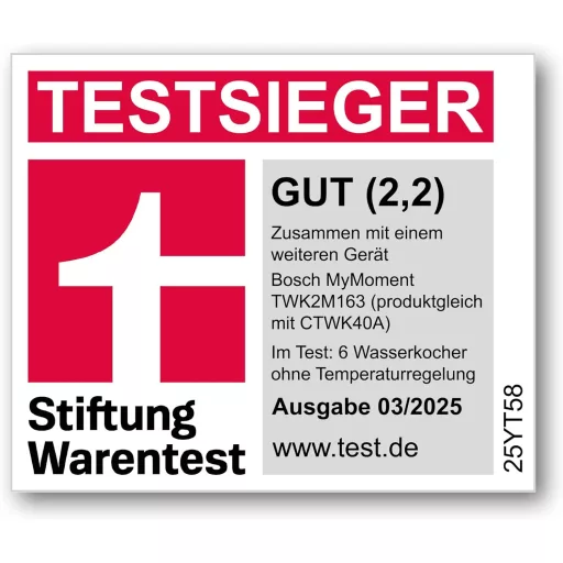 Bosch MyMoment TWK2M163 Vezeték nélküli vízforraló 1,7L, 2400W, automata kikapcsolás, matt fekete