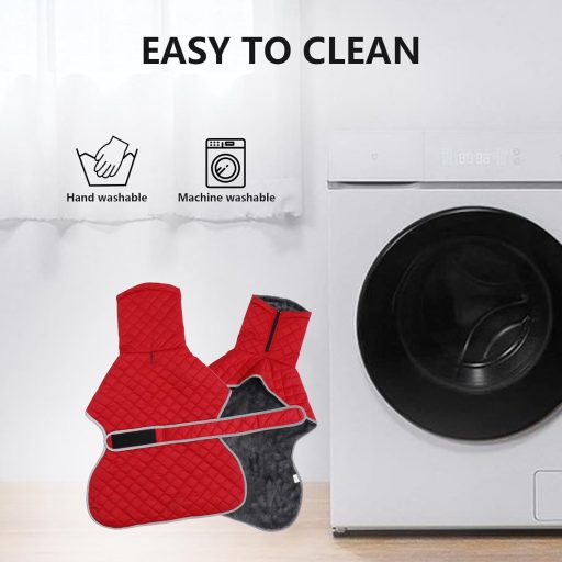 Geyecete téli kutyakabát fleece béléssel, vízálló, szélálló, piros XS