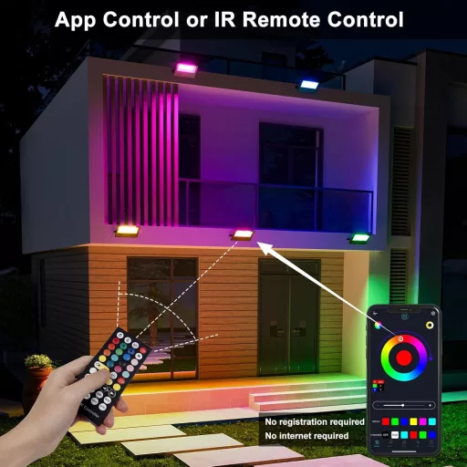 Taptoron 50W Smart RGB LED Reflektor 2db Távirányítóval és App Vezérléssel