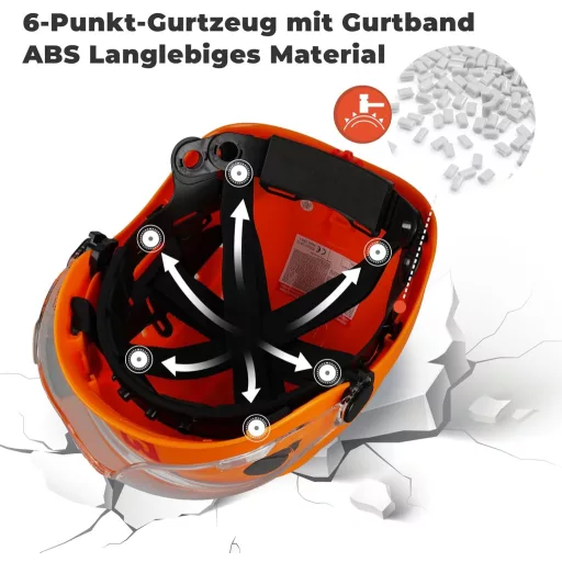 Cască de protecție forestieră Mustbau EN397 cu vizieră și protecție auditivă 53-63cm