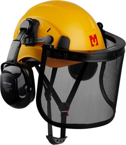 Cască de protecție forestieră Mustbau 4 în 1 - Mărime ajustabilă (53-63 cm), cască de lucru cu vizieră din plasă și protecție auditivă