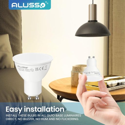 Bec LED GU10 ALUSSO LIGHTING 5W, Alb Rece 6000K, 400 Lumeni, Unghi de Dispersie 120°, Înlocuitor Halogen 50W, Economic, Fără Flicker