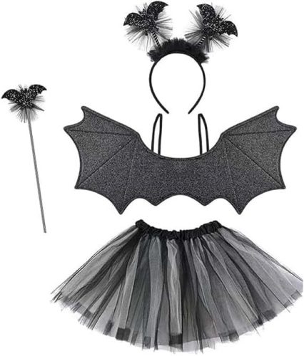 Set Costum Diavoliță și Liliac pentru Copii cu Coroniță - Accesoriu Petrecere Tematică de Halloween și Carnaval