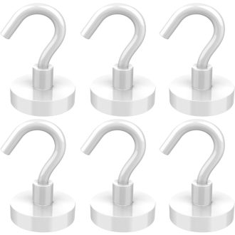   Lictin Mágneses Horgok 6 db Neodímium Mágnes 38 kg Teherbírás Fehér