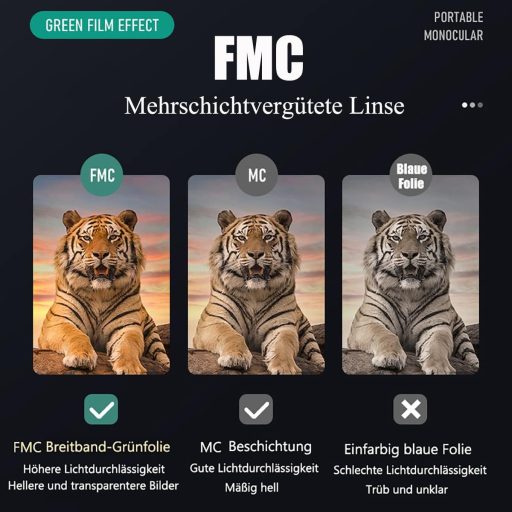 DOCANIO 8-24x50 mm nagyítású binokulár BAK4 prizmával, éjszakai látáshoz, természetmegfigyeléshez