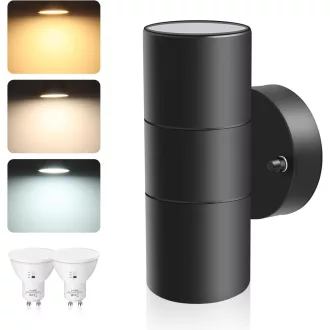   ALUSSO Nehrđajuća Čelična LED Zidna Lampa Vanjska Unutarnja IP65 Vodootporna 2x8W GU10 Srebrna