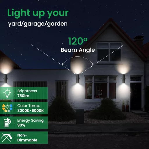 ALUSSO Nehrđajuća Čelična LED Zidna Lampa Vanjska Unutarnja IP65 Vodootporna 2x8W GU10 Srebrna