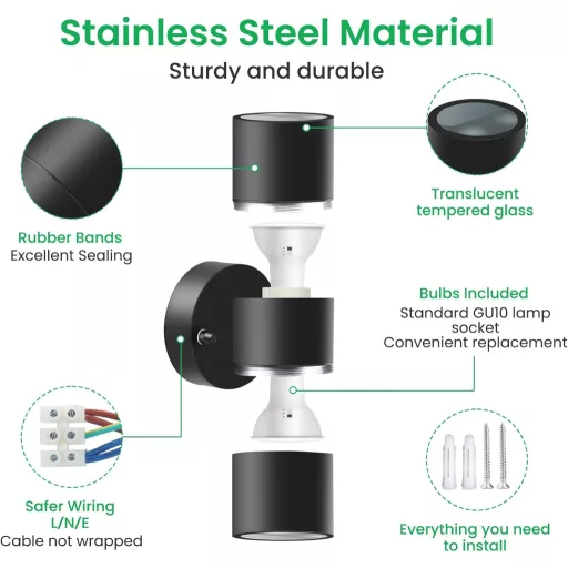 ALUSSO LIGHTING LED Vanjska Zidna Lampa Inox Up Down 2x8W GU10 IP65