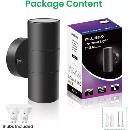 ALUSSO LIGHTING Lampă de perete LED de exterior Inox Up Down 2x8W GU10 IP65