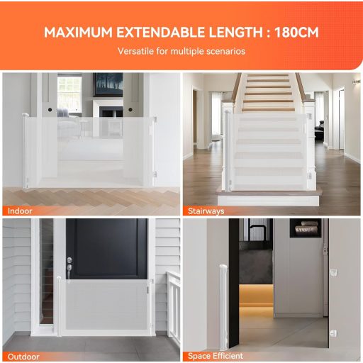 Muaket 35x71 cm Poartă de Siguranță Extensibilă pentru Câini și Pisici, pentru Scări sau Uși