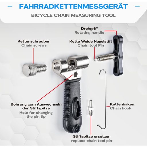 Set de scule pentru lanț de bicicletă WATSABRO - Dispozitiv de nituire lanț, clește pentru za rapidă, reparații lanț cu 6-12 viteze