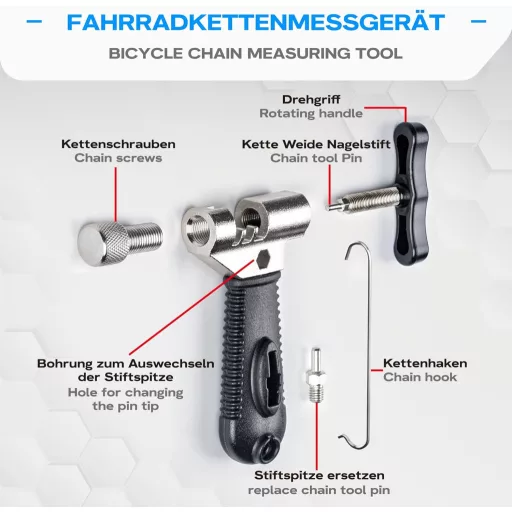 Set de scule pentru lanț de bicicletă WATSABRO - Dispozitiv de nituire lanț, clește pentru za rapidă, reparații lanț cu 6-12 viteze