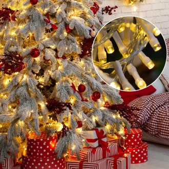   BESCOST 50m 500 LED kültéri tündérfény távirányítóval, 8 mód, vízálló, időzítő, meleg fehér