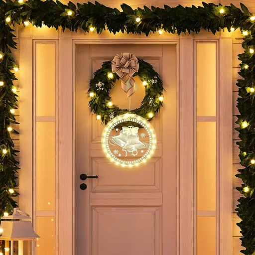 Decorațiune de Crăciun pentru fereastră DAZZTIME, ghirlandă luminoasă suspendată cu ventuză, funcționează pe baterii